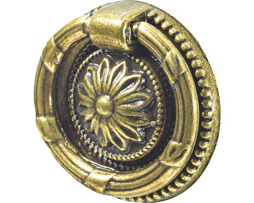 Mâner mobilă Hettich Antik & Retro Ø37mm, cu inel trăgător, zamac nuanță alamă brunată