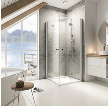 Cabină de duș pătrată Schulte Garant, 80x80x200 cm, uși pliabile, sticlă securizată transparentă, profil alunatur-thumb-0