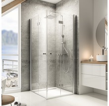 Cabină de duș rectangulară Schulte Garant, 90x80x200 cm, uși pliabile, sticlă securizată transparentă, profil alunatur-thumb-0