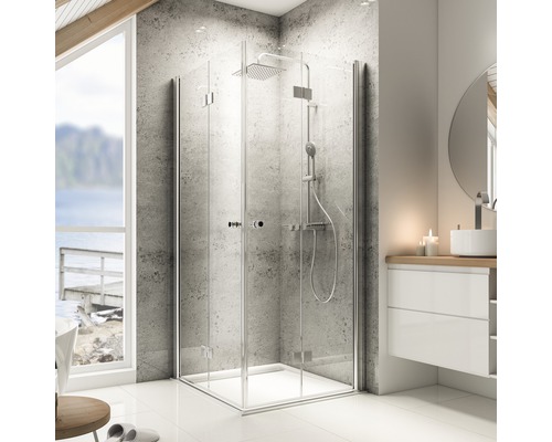 Cabină de duș rectangulară Schulte Garant, 90x80x200 cm, uși pliabile, sticlă securizată transparentă, profil alunatur-0