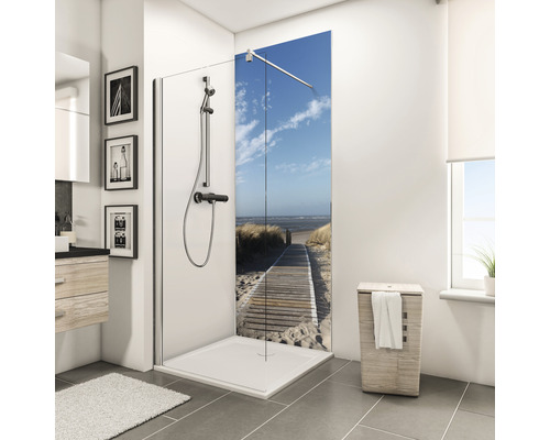 Panou decorativ pentru duş Decodesign, 900x2100 mm, decor podeț Marea Nordului