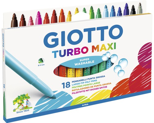Set carioci Giotto Turbo Maxi, 18 bucăți, în ambalaj