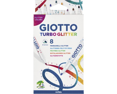 Set 8 carioci cu sclipici Giotto Turbo Glitter