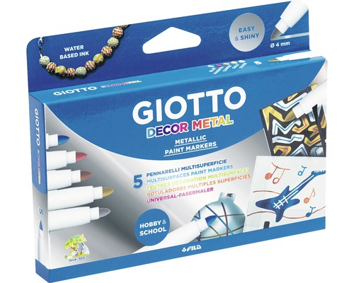 Set de markere metalice Giotto Decor Metal, 5 bucăți