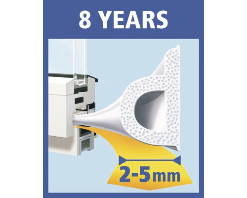 Etanșant pentru ferestre cu o durată de viață de opt ani și o acoperire a golurilor de doi până la cinci milimetri