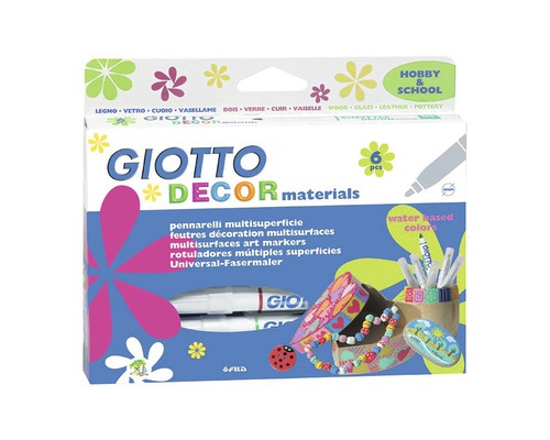 Markere Giotto Decor Materials, 6 bucăți, pentru decorarea diferitelor suprafețe