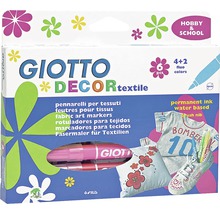 Giotto Decor markere textile, set cu cerneală permanentă și vârf de pensulă