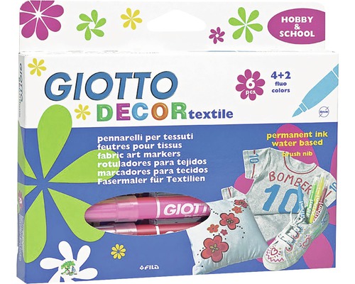 Set 6 markere pentru textile Giotto