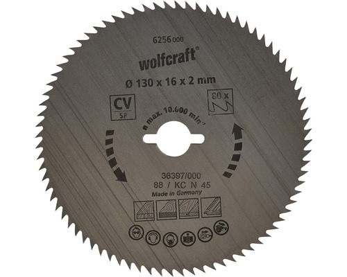 Disc fierăstrău circular Wolfcraft Ø130x2x16 mm 80 dinți-0