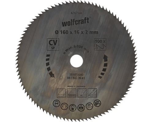 Disc fierăstrău circular Wolfcraft Ø160x2x16 mm 100 dinți