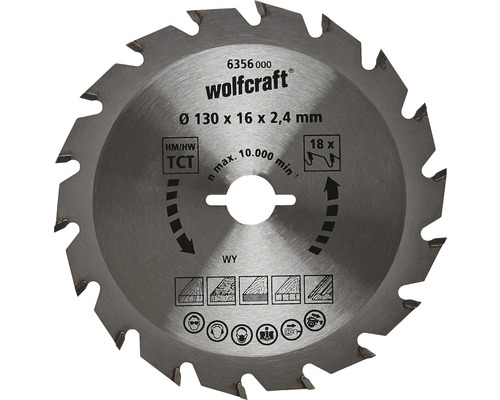Disc fierăstrău circular Wolfcraft Ø130x2,4x16 mm 18 dinți-0