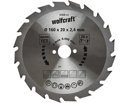 Disc fierăstrău circular Wolfcraft Ø160x2,4x20 mm 20 dinți