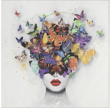 Pictură cu față și fluturi ca podoabă pentru cap