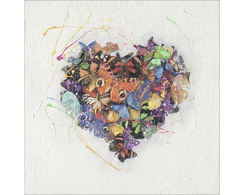 Tablou pictat manual Pure Living Colourful Collection II 40x40 cm Tablou cu inimă din fluturi