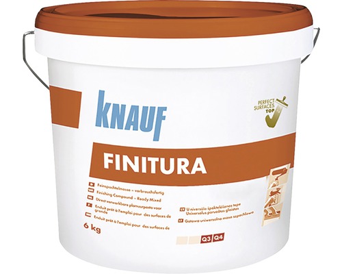 Glet KNAUF Finitura gata preparat extrafin 6 kg Knauf Finitura chit fin într-o găleată de 6 kilograme