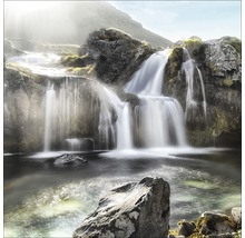 Tablou sticlă Black & White Waterfall 80x80 cm