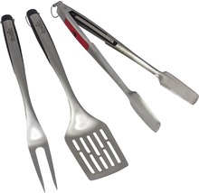 Set de ustensile pentru grătar cu spatulă, clește și furculiță