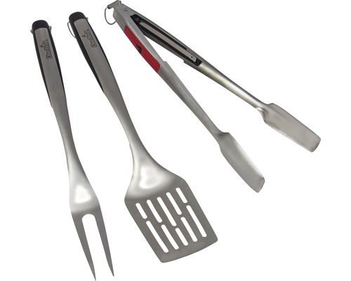 Set de ustensile pentru grătar cu spatulă, clește și furculiță