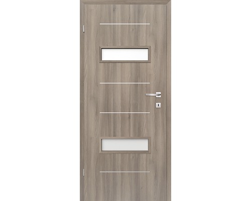Foaie de ușă Classen frasin grafit Tetyda 4 MDF 203,5x84,4 cm stânga Ușă de interior cu structură de lemn și două inserții de sticlă
