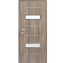 Ușă de interior cu inserție de sticlă și aspect de lemn