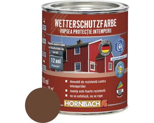 Vopsea de protecţie a lemnului împotriva intemperiilor Wetterschutz maro 750 ml