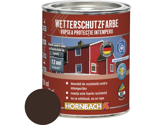 Vopsea de protecţie a lemnului împotriva intemperiilor Wetterschutz maro închis 750 ml