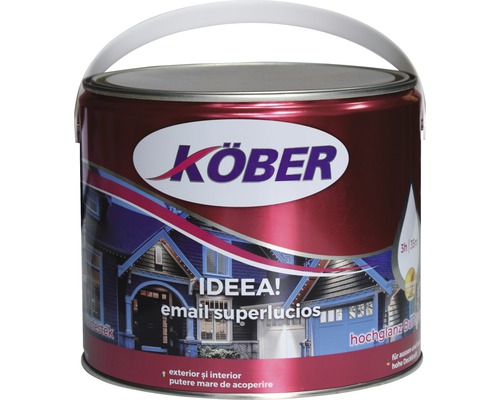 Email superlucios Ideea Köber albastru 2,5 l Vopsea Köber pentru interior și exterior, în găleată.