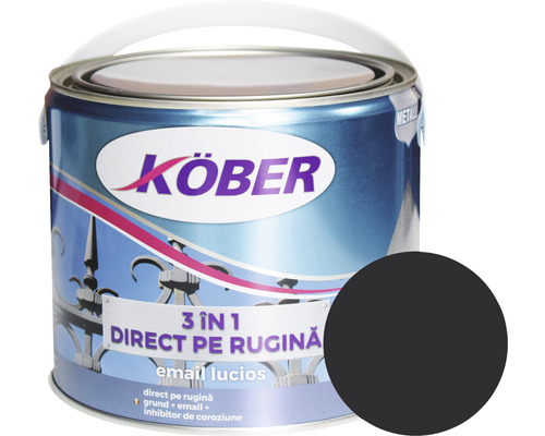 Email lucios anticoroziv Köber 3 în 1 Direct pe rugină negru 2,5 l