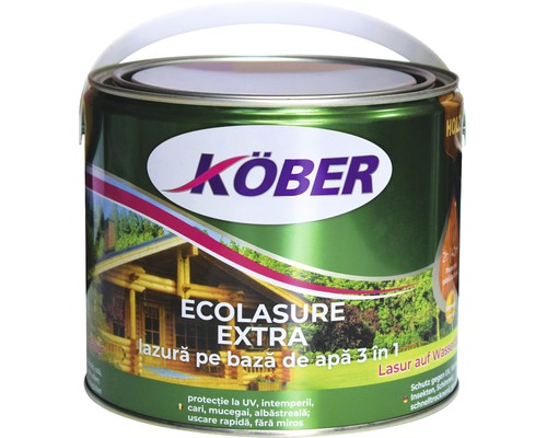 Lazură pe bază de apă Ecolasure Extra Köber stejar închis 2,5 l-0