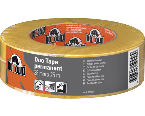 Bandă dublu adezivă permanentă pentru plinte ROXOLID transparentă 38 mm x 25 m