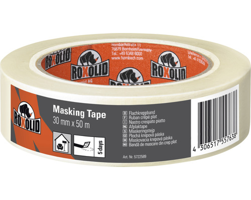 Bandă de mascare fin creponată ROXOLID bej 30 mm x 50 m Bandă de mascare fin creponată ROXOLID bej 30 mm x 50 m