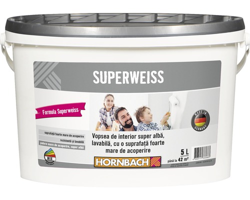 Vopsea lavabilă de interior super albă Superweiss 5 l-0