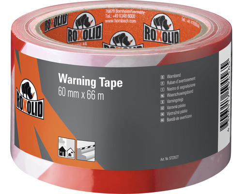 Bandă adezivă de avertizare ROXOLID, roșu/alb 60 mm x 66 m