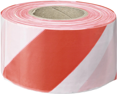 Bandă de avertizare ROXOLID, roșu/alb, 80 mm x 500 m Rolă bandă de marcare cu dungi diagonale