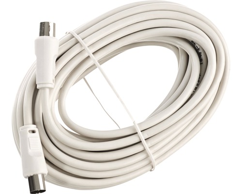Cablu coaxial de conexiune S-Impuls 10m protejat Cablu de antenă alb cu mufe la ambele capete