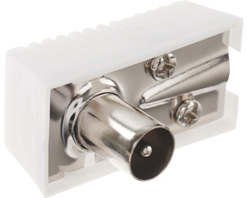Mufă TV unghi 90° din plastic S-Impuls pentru cablu coaxial (conector tată) Conector antenă coaxială pentru cablu coaxial