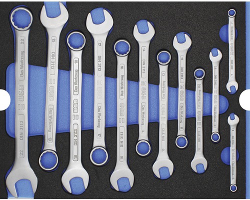 Set chei combinate fixe și inelare WGB 268x38x342mm, inserție pentru sertare, 12 piese