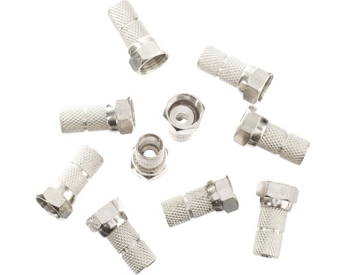 Mufe F S-Impuls pentru cablu coaxial max. Ø6 mm, 10 bucăți Mai mulți conectori F din metal pentru cabluri coaxiale