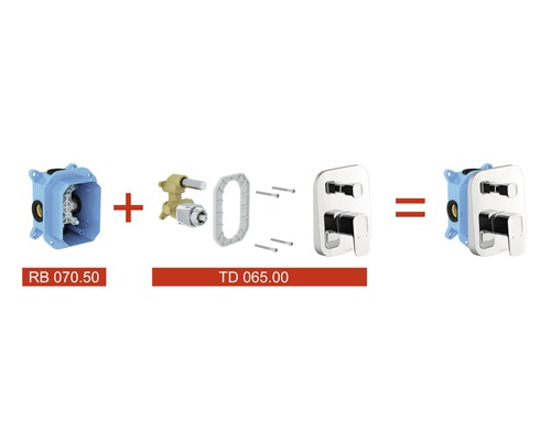 Imagine cu o baterie încastrată, formată dintr-un corp de montaj, o unitate funcțională și un set de finisare