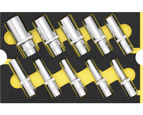 Set capete de chei tubulare 1/2" WGB 268x38x171mm, inserție pentru sertare, 10 piese