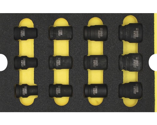 Set chei tubulare cu impact 1/2" WGB 268x38x171mm, inserție pentru sertare, 12 piese