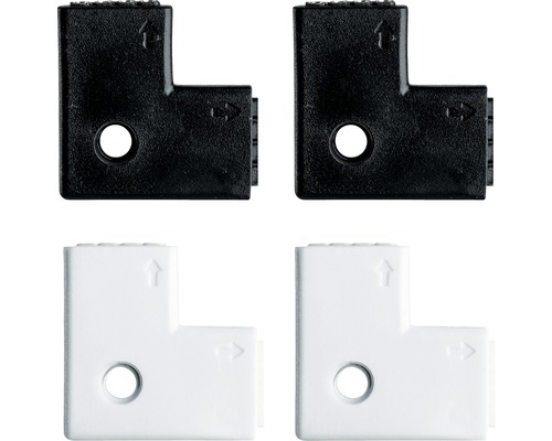Set conectori de colț Paulmann YourLED max. 60W, 8 piese (4 x alb; 4 x negru)