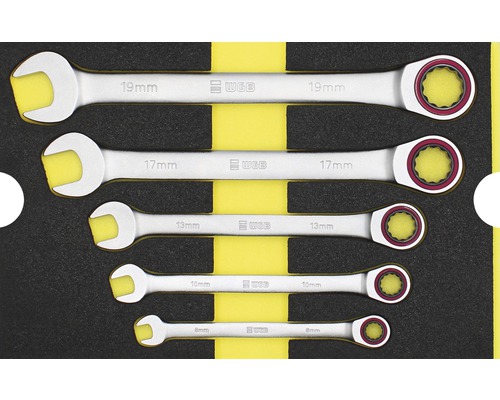 Set chei combinate fixe și inelare cu clichet WGB 268x38x171mm, inserție pentru sertare, 5 piese