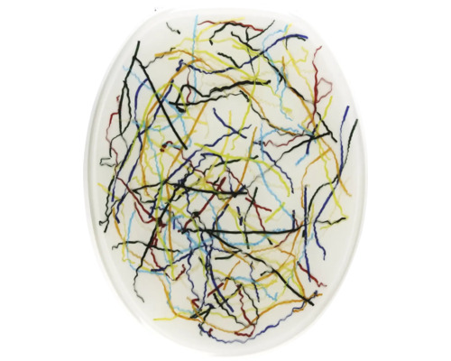 Capac WC cu model panglici ADOB Imola duroplast închidere simplă alb 45x37,5 cm Capac de toaletă cu model abstract de linii