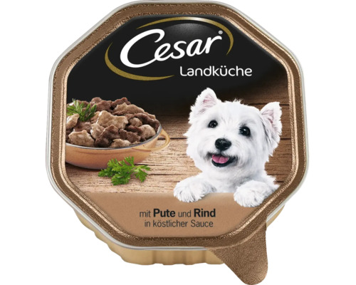 Hrană umedă pentru câini Cesar Adult curcan și vită 150 g Cesar Landküche hrană umedă pentru câini cu curcan și vită în sos