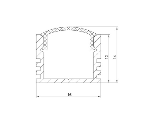 Desen tehnic al unui profil LED cu dimensiuni