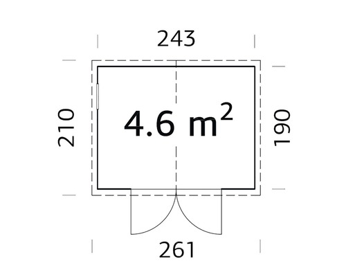 Plan cu dimensiuni și o suprafață de 4.6 metri pătrați