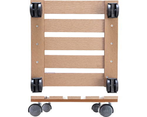 Suport mobil pentru plante din lemn cu rotile