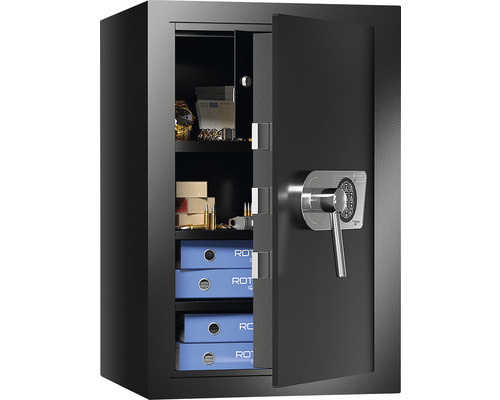 Seif deschis cu încuietoare cu combinație și diverse obiecte de valoare