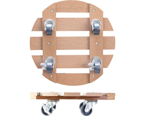 Suport pentru plante din lemn cu patru roți